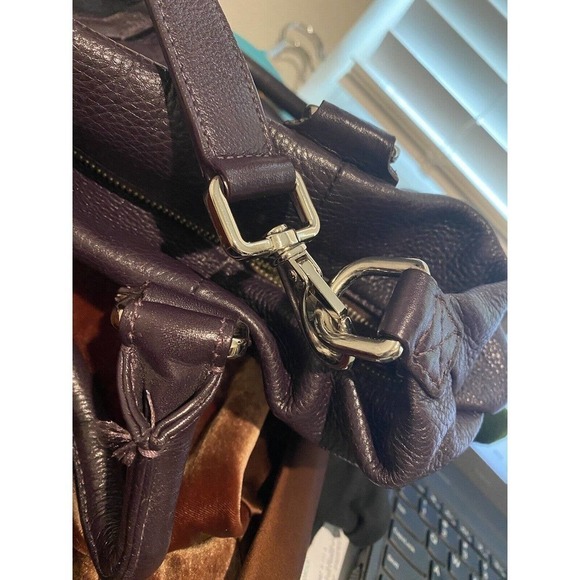 Cole Haan Gramercy Archer Purple Leather Shoulder Bag Handles Crossbody Strap - Picture 9 of 14